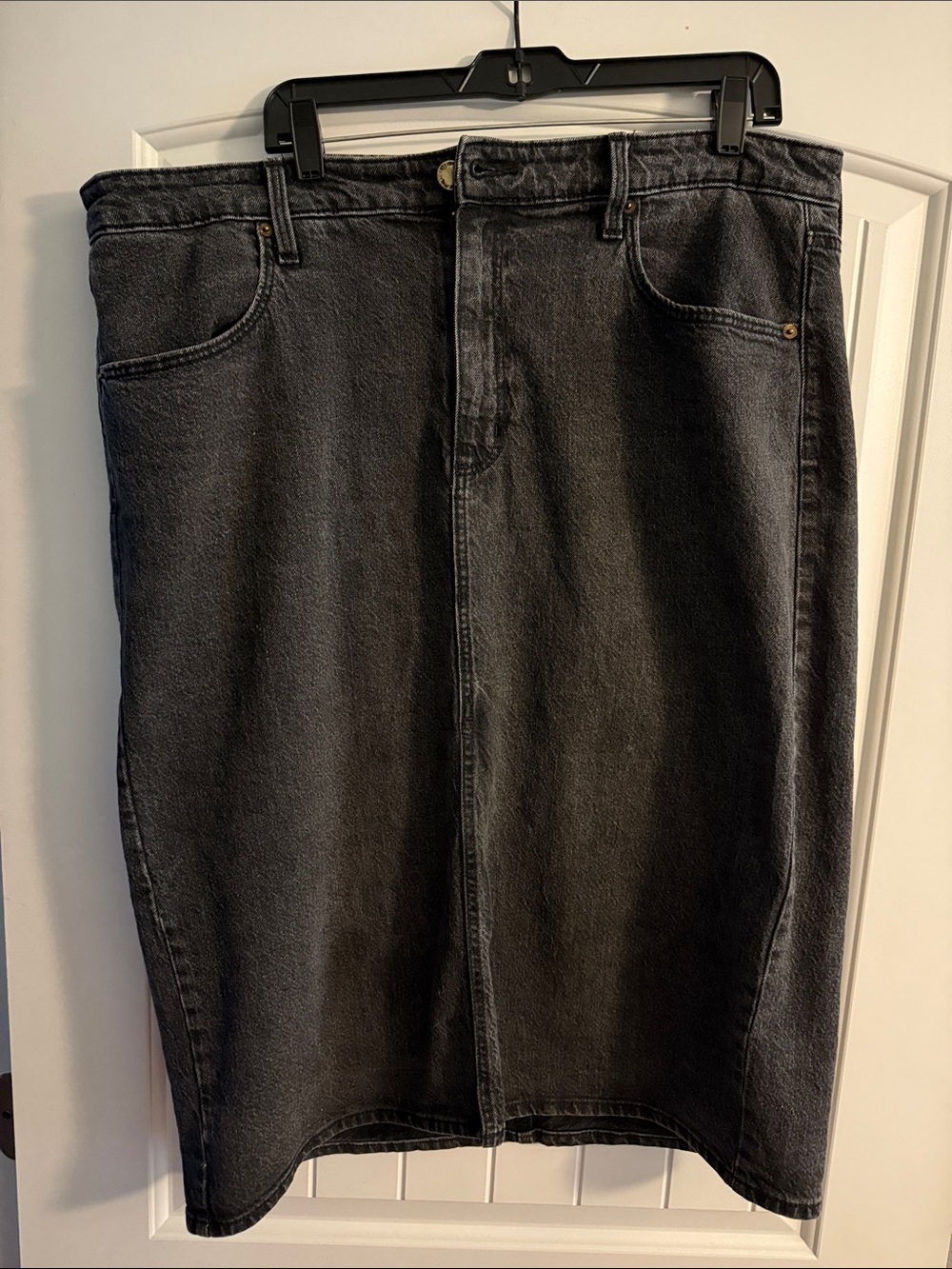 Womens Black Denim Jeans Skirt - Classic Straight Fit